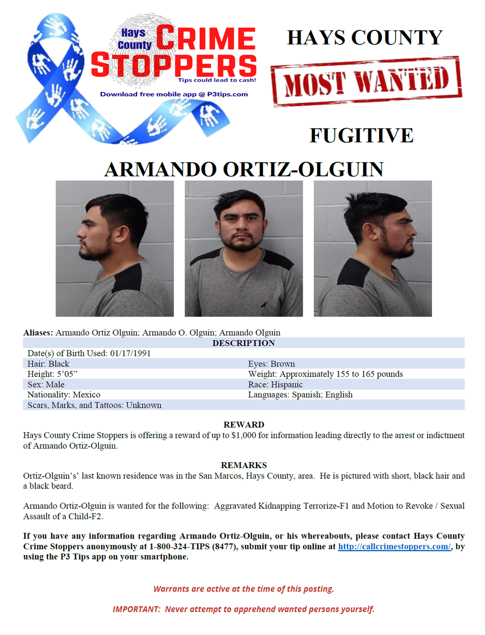 Ortiz olguin most wanted poster