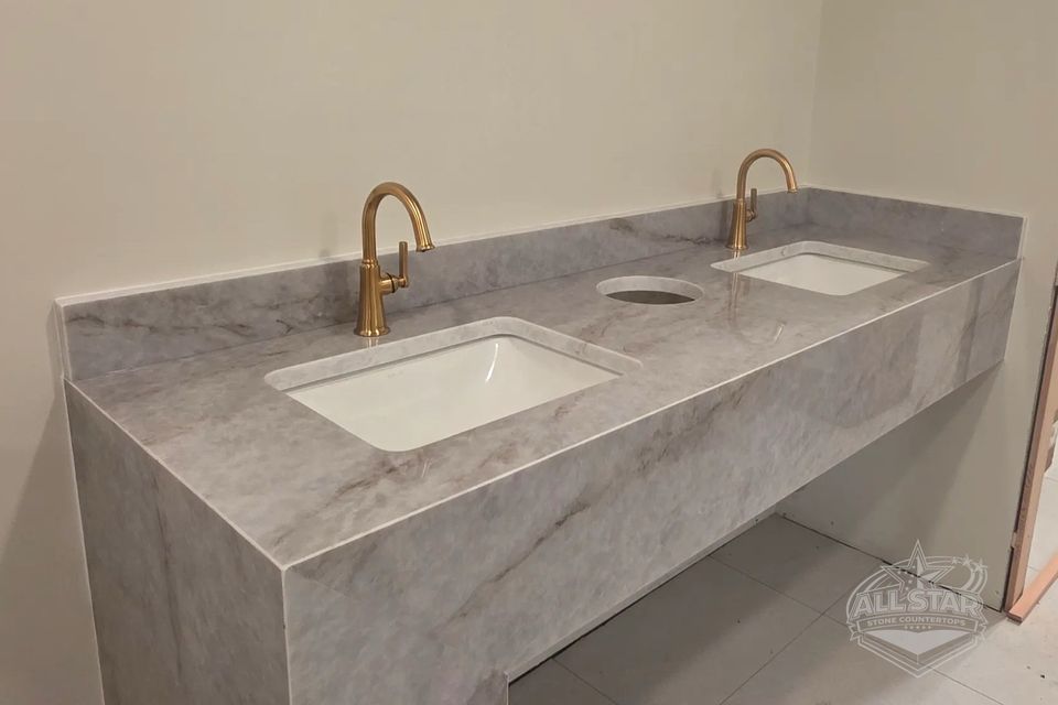 Beautiful bathroom stone countertop sink in Houston Texas