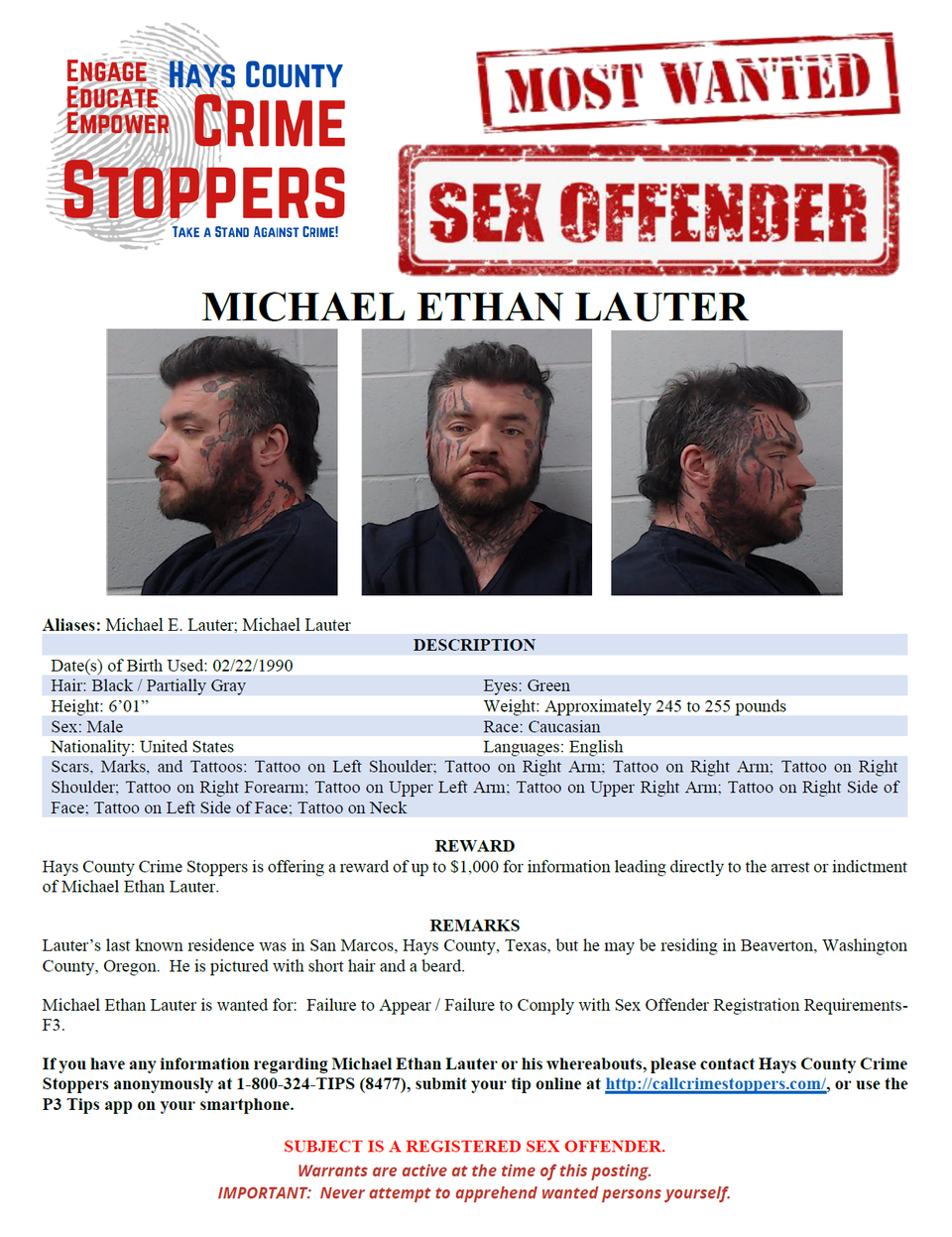 Lauter moster wanted poster