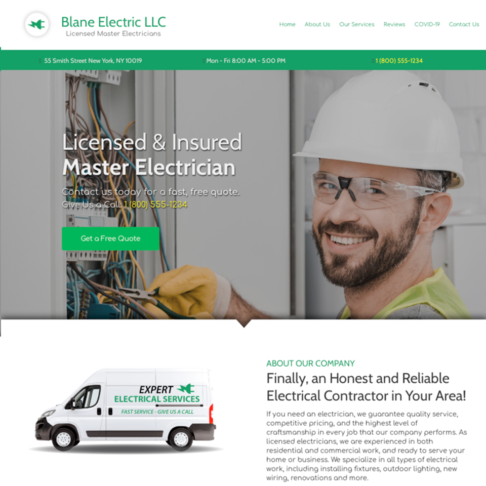 Electrician website design theme