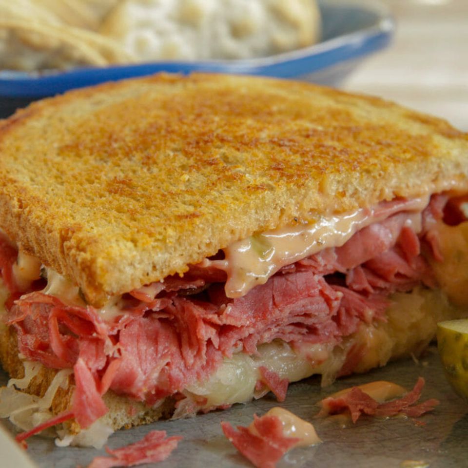 Motor City Dawgs Reuben sandwich