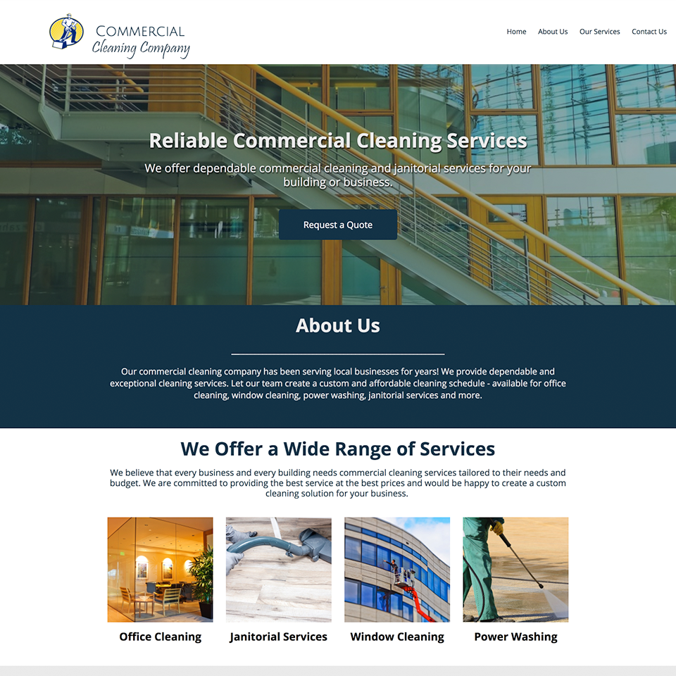 Commercial cleaning company website design theme