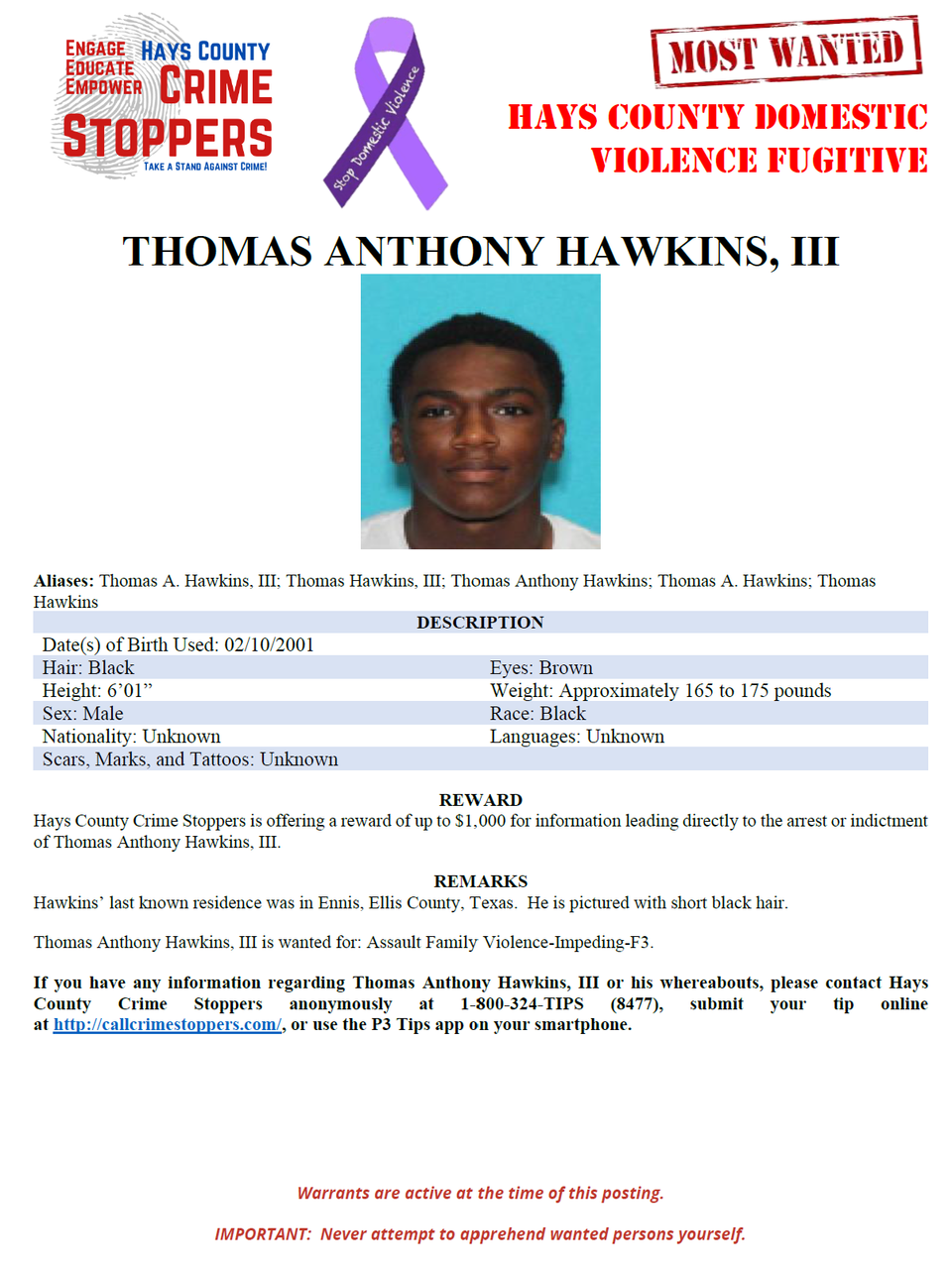 Hawkins most wanted poster