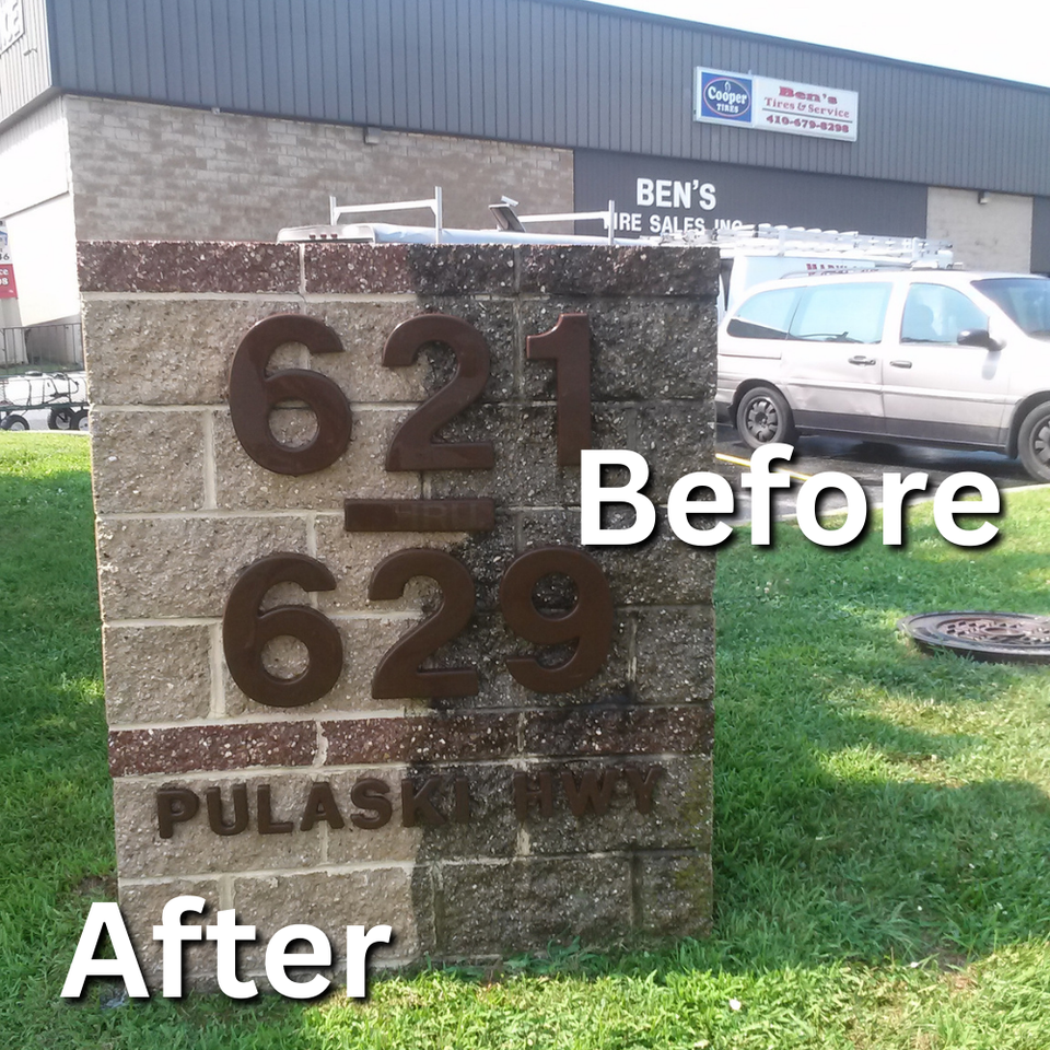 stone sign cleaning