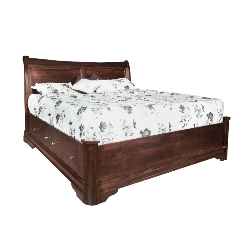 Aw wakefield bed with low footboard and side rail storage