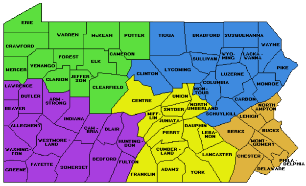 Pa county map 1