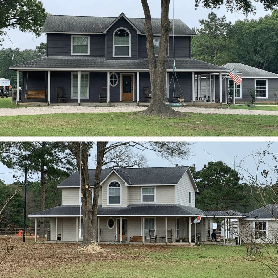 Exterior home painting and renovation project completed by Media Construction in Spring Texas