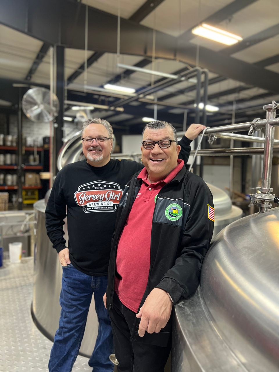 Chuck aaron owner of jersey girl brewery and mayor joe nicastro 