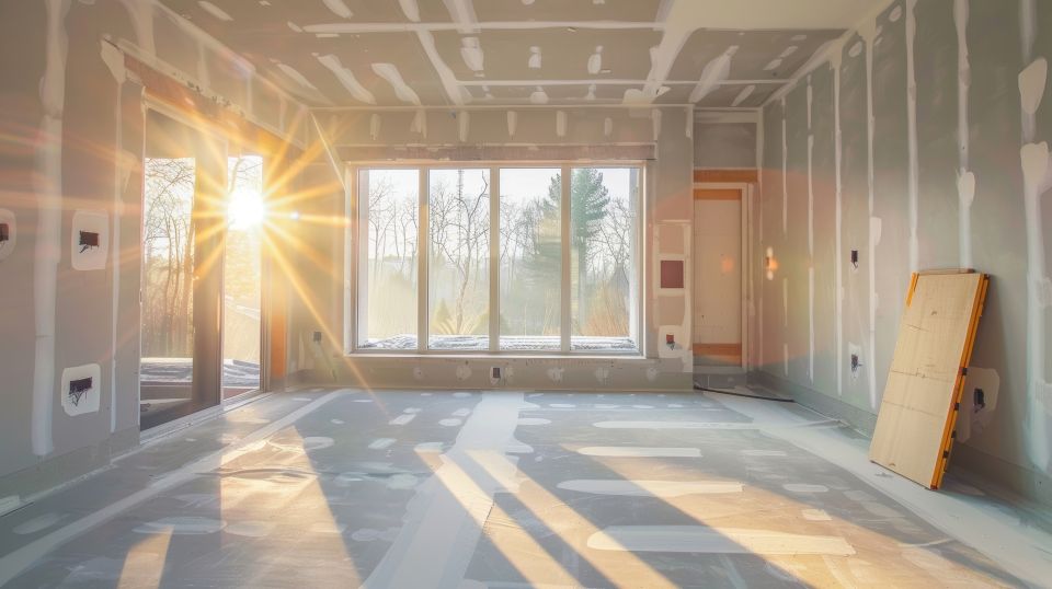Medium interior walls being painted with lowvoc volatile organic compound paint reducing harmful emissions and creating a healthier indoor environment