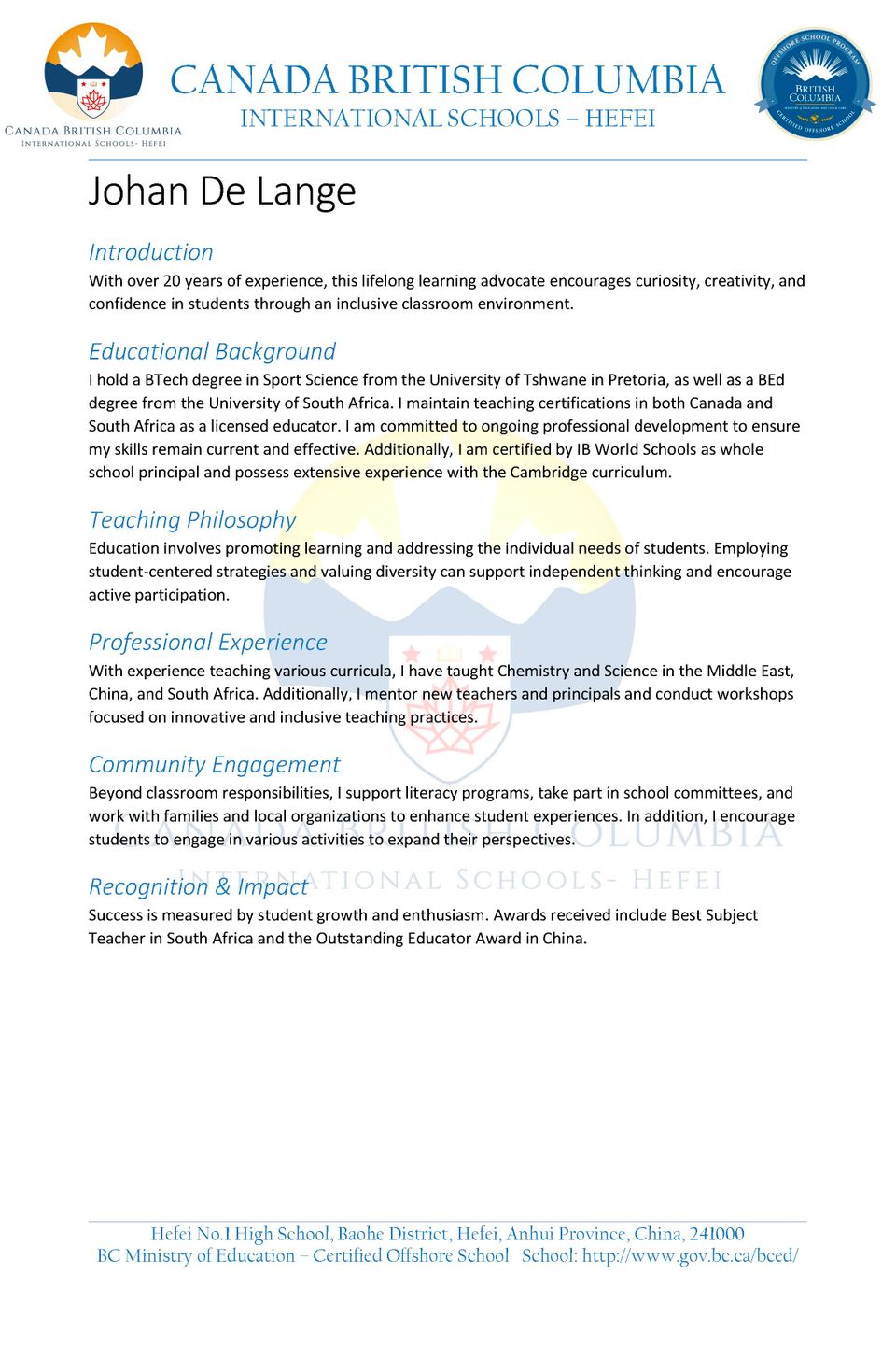 Educator profile