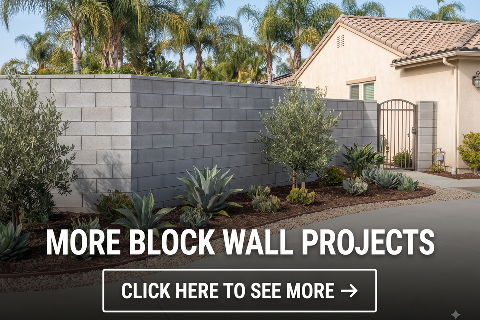Completed residential block wall project by Juan Garcia Construction