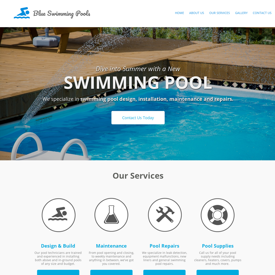 Swimming pool company website design theme original