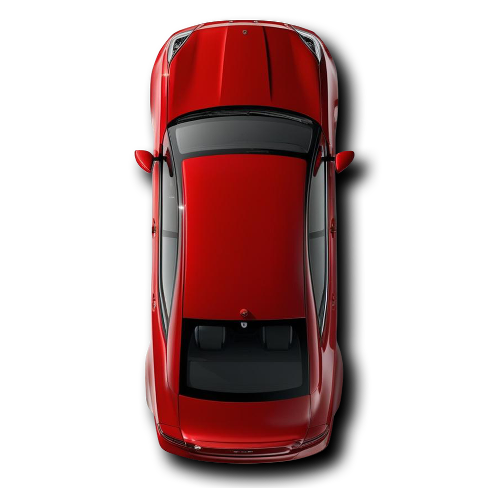 Top view of a red car on a background.