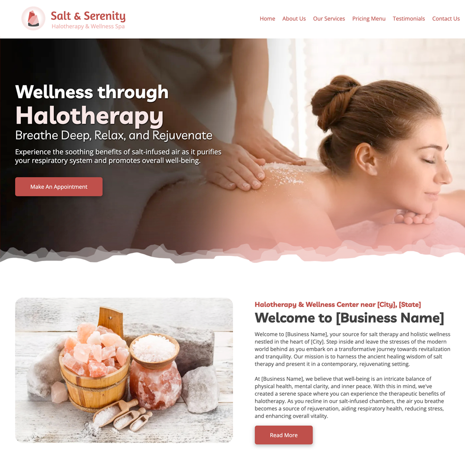 Halotherapy salt therapy website design theme