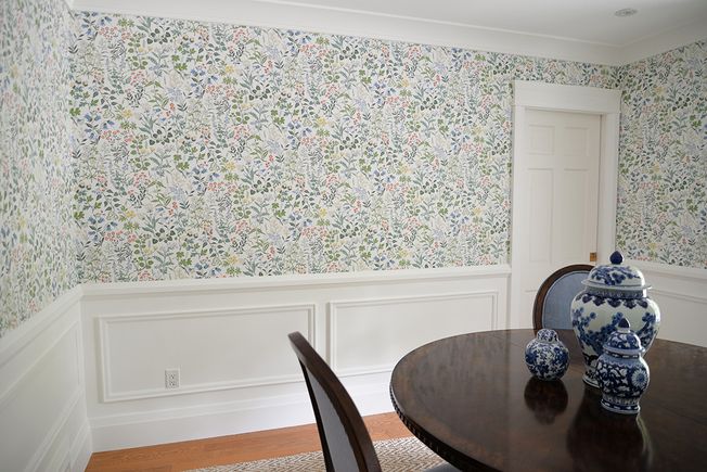 Dining room wallpaper in progress 2