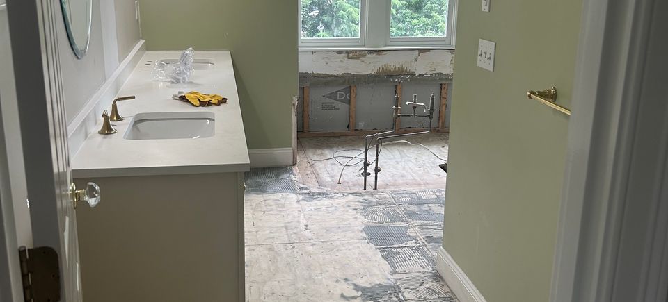 Pearce before through bathroom door