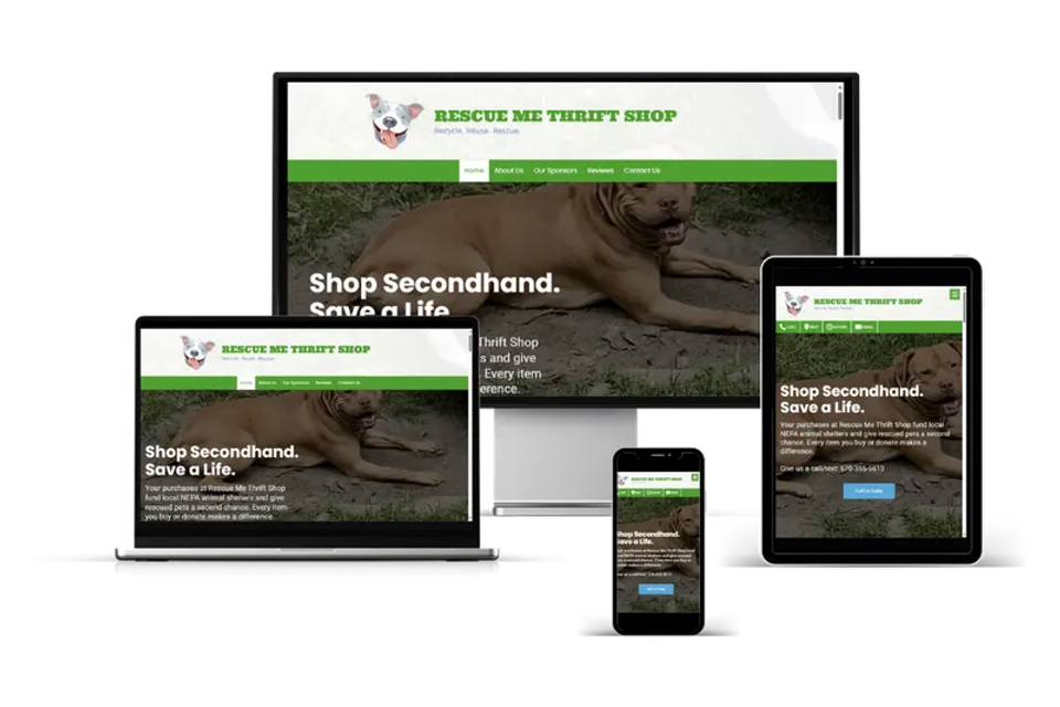 Responsive website design for a local thrift shop and animal rescue in NEPA