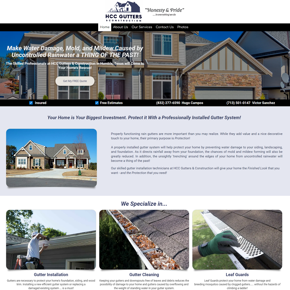 Hcc gutters website example