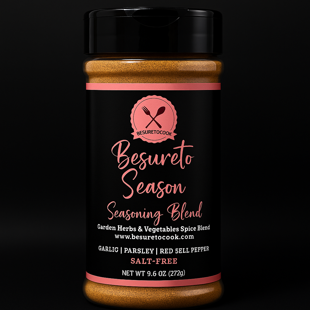BeSureToCook Signature Vegetable Blend – No-Salt large bottle seasoning
