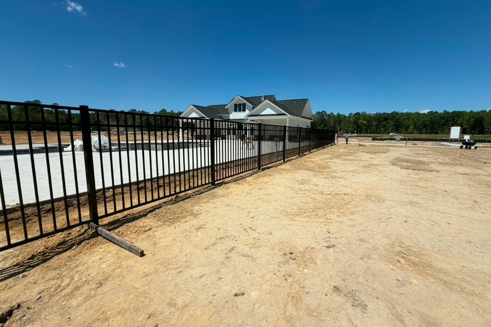 Aluminum fence installation in progress in Virginia Beach, VA