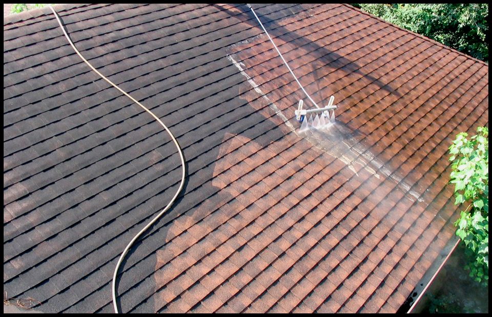 Low pressure roof washing