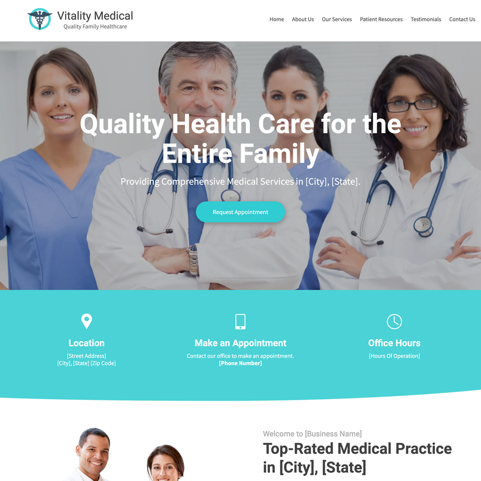 Medical clinic website design theme