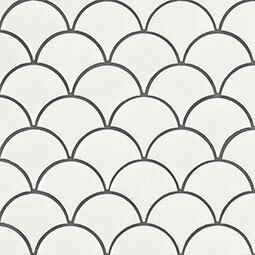 White glossy fish scale mosaic