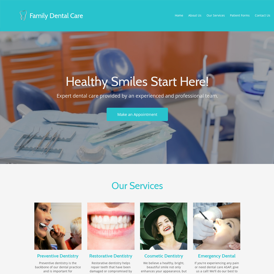 Dentist website design 960x960