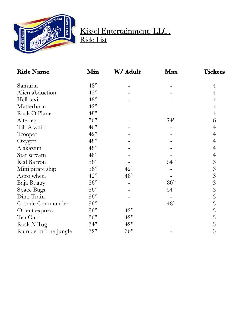 2024 k ride list