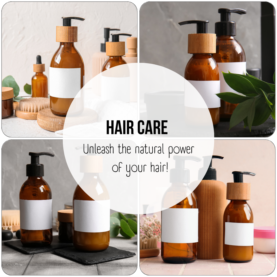 Brown white photo collage hair cosmetics store promo facebook post