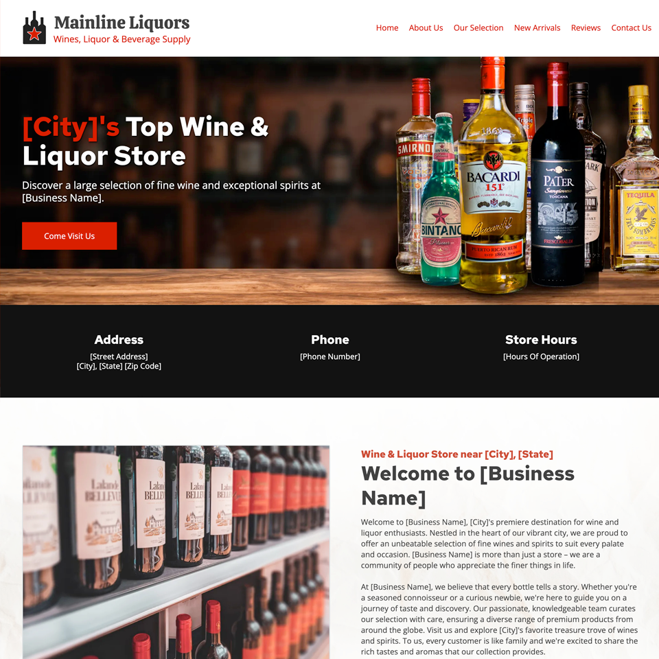 Wine liquor website design theme