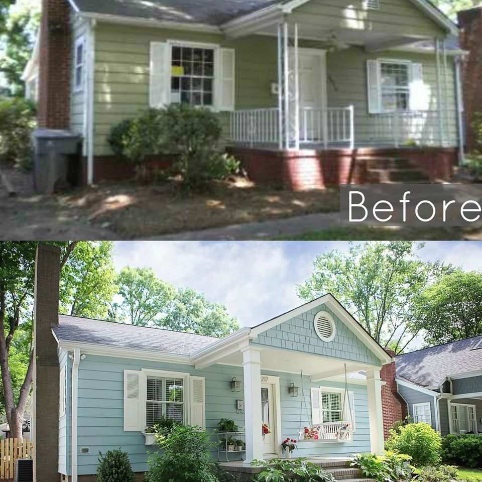 Front porch exterior before and after