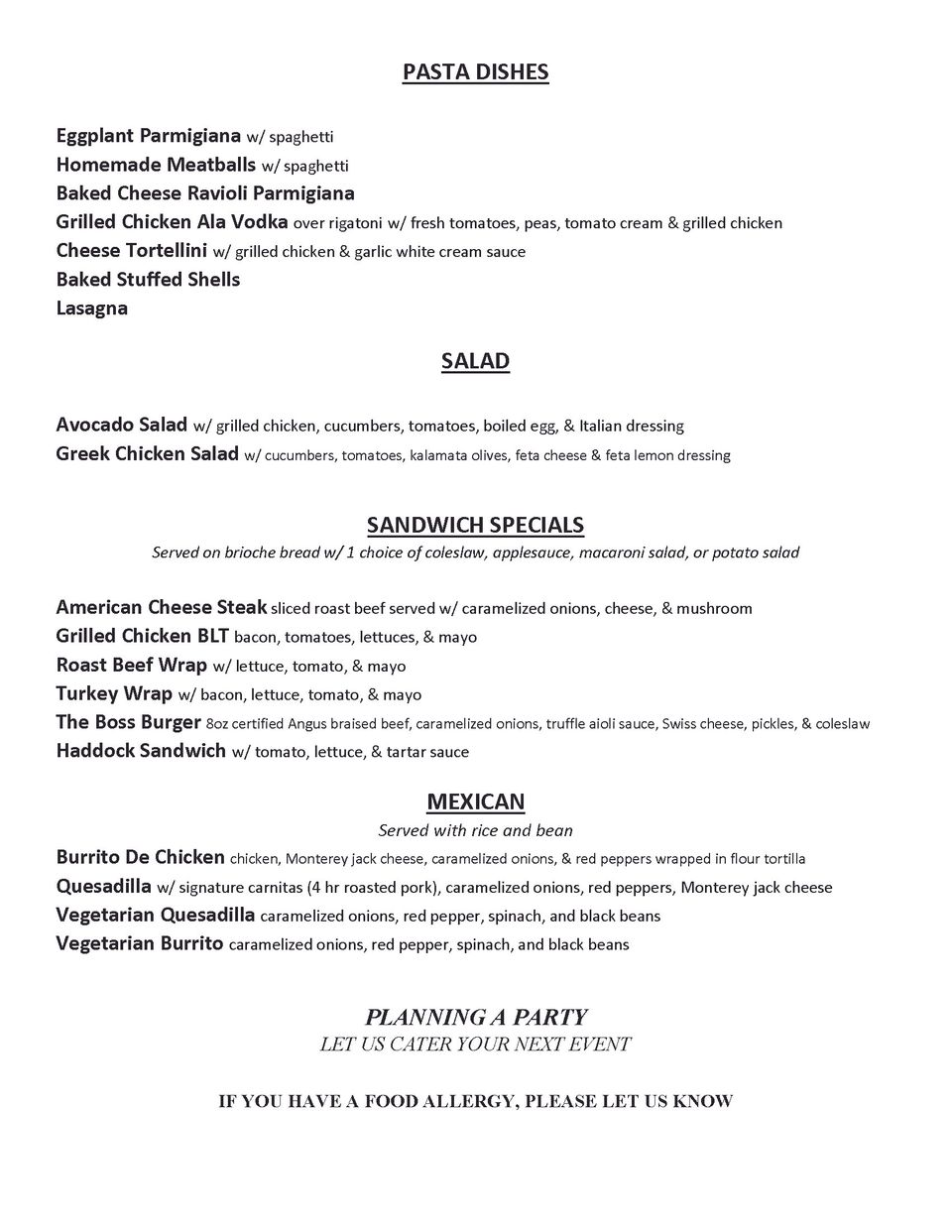 Early bird menu  page 2