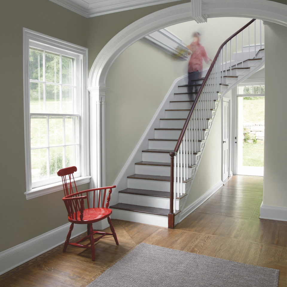 Staircase with red chair