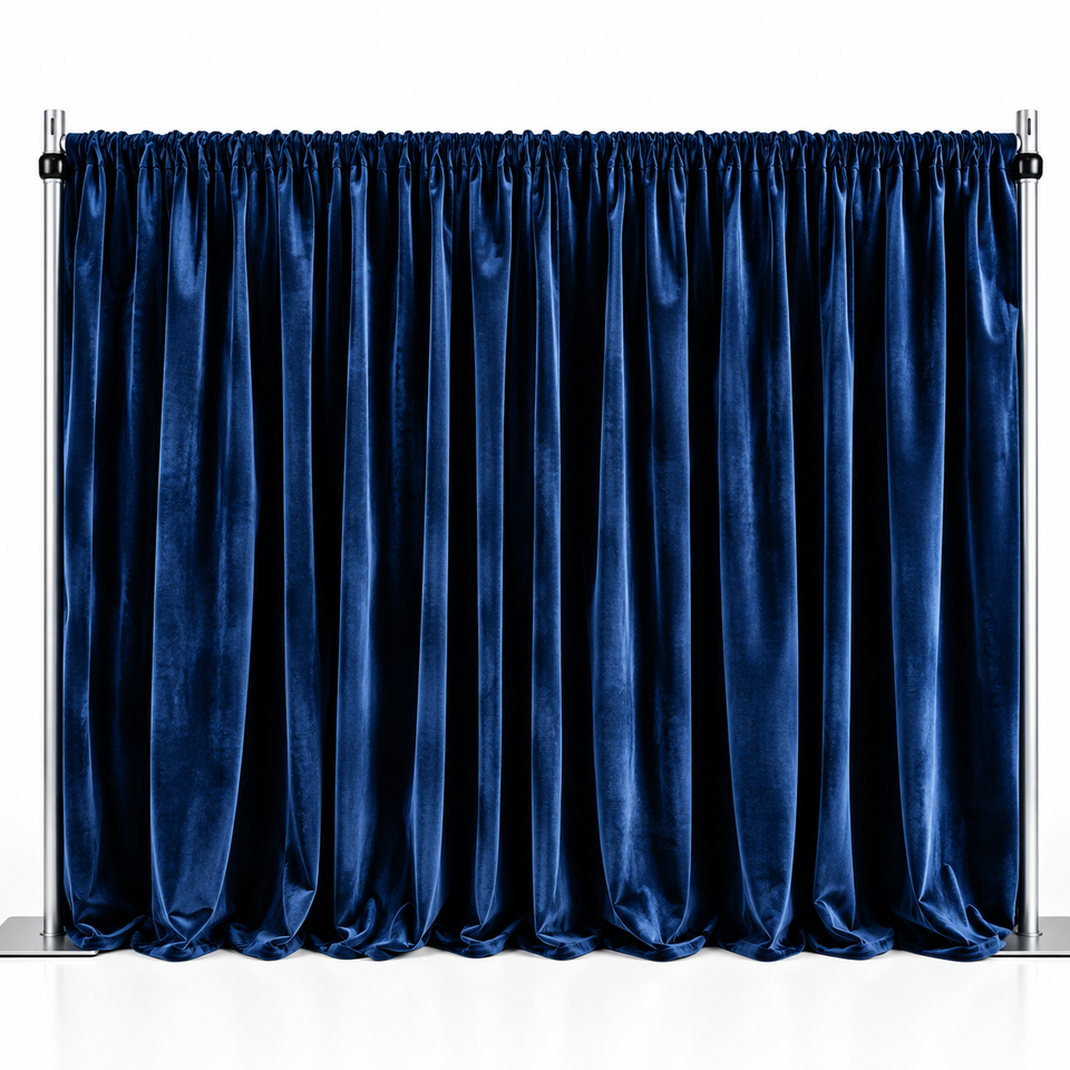 Navy velvet curtain backdrop