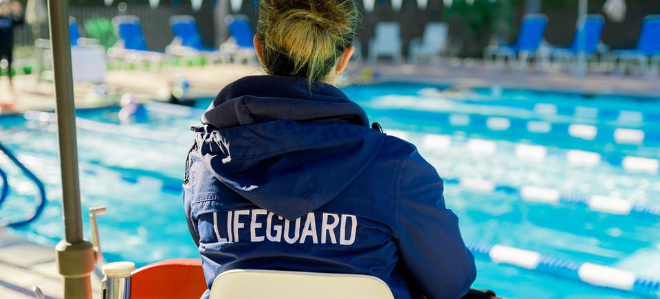 Hillside pool lifeguard