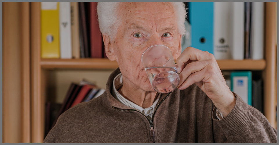 Elderly care blog image drinking water