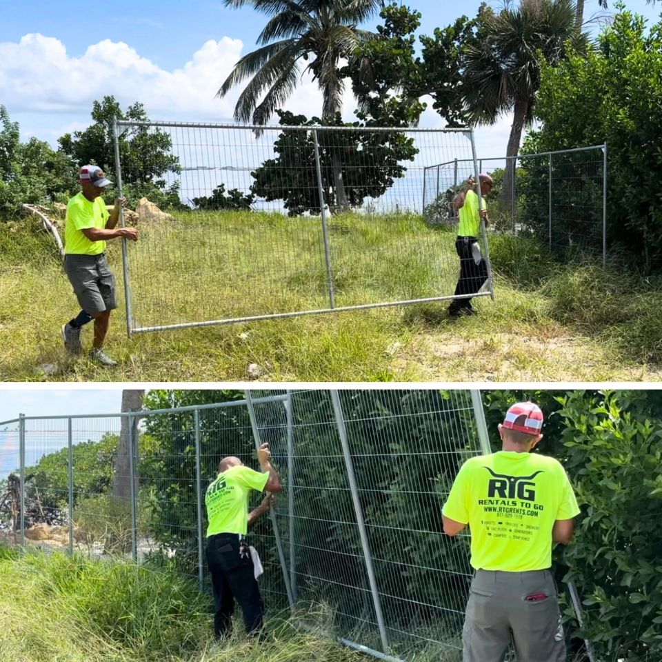 Temporary fence rental being setup ny