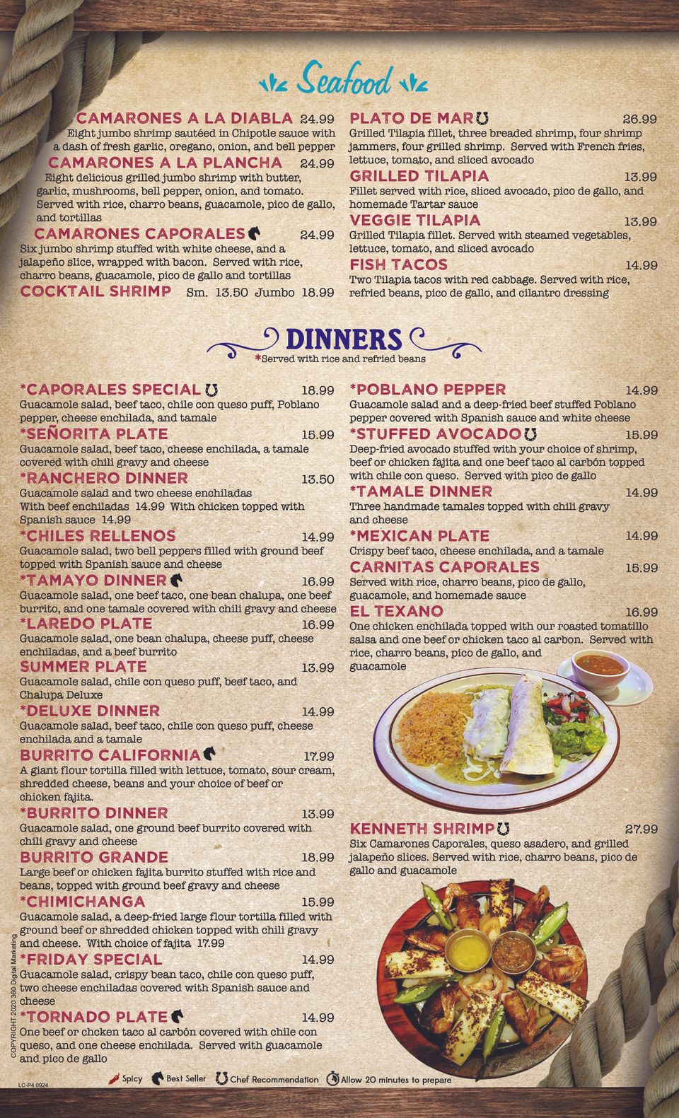Web menu0924 page4 loscaporales mexican restaurant