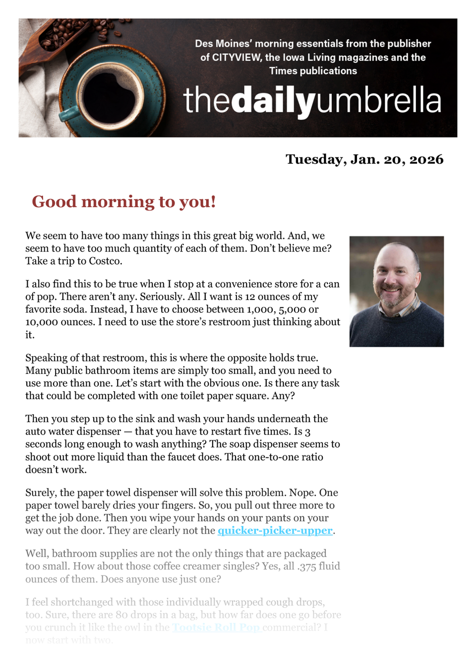 Daily umbrella jan. 20  what cold meds work   wonder bargain of the week  how much sleep  1