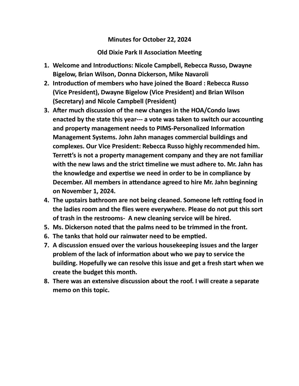 Hoa minutes october  22  2024