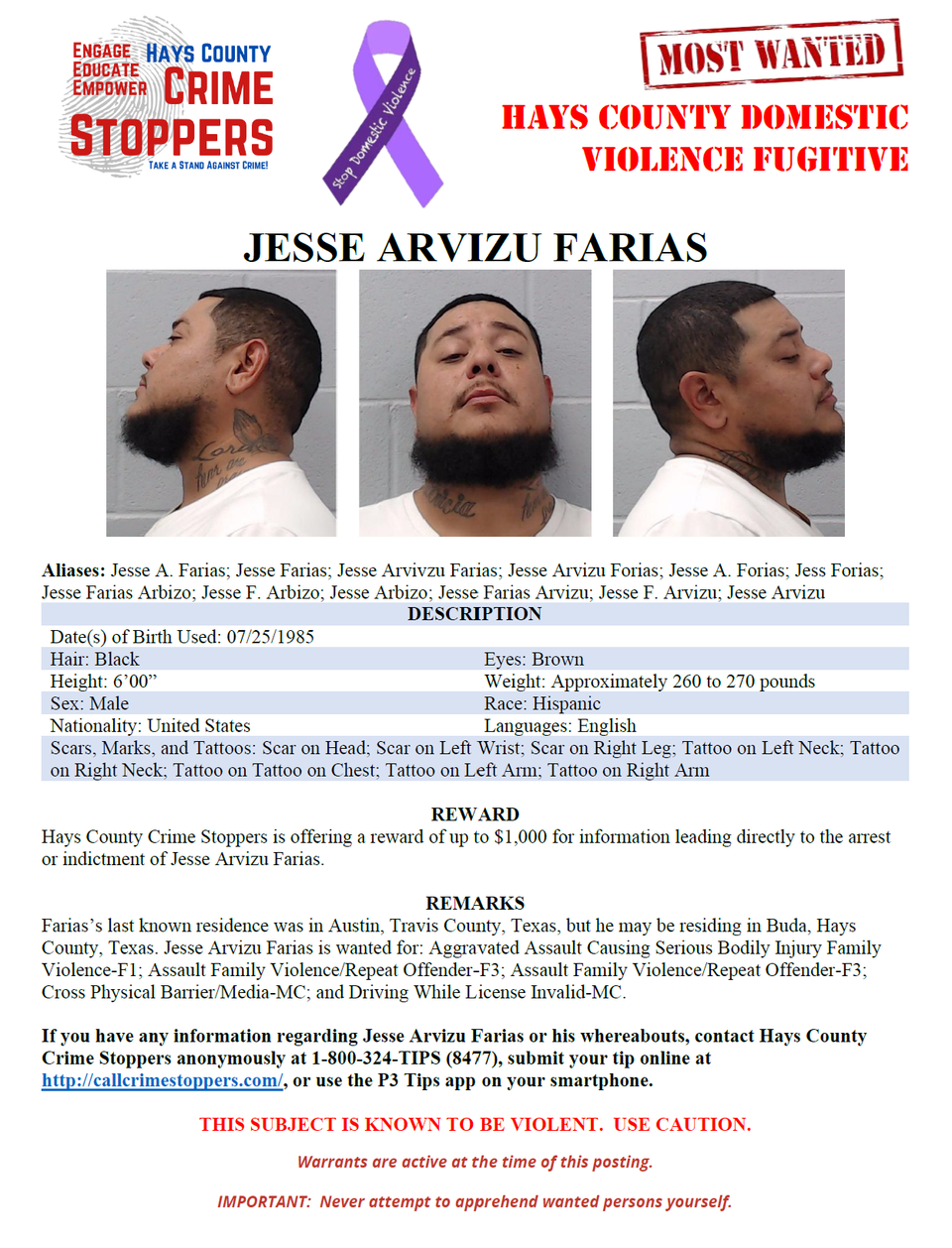 Farias most wanted poster