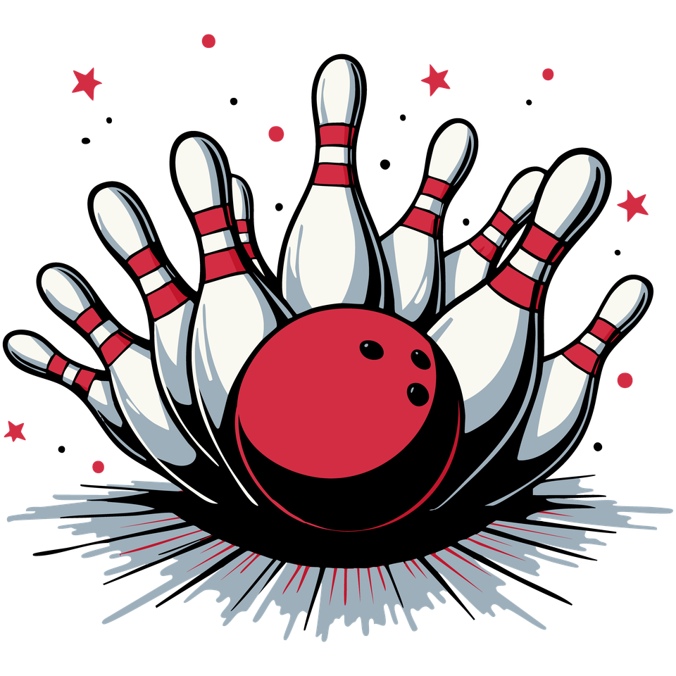 Bowling   pins and red ball 3 05