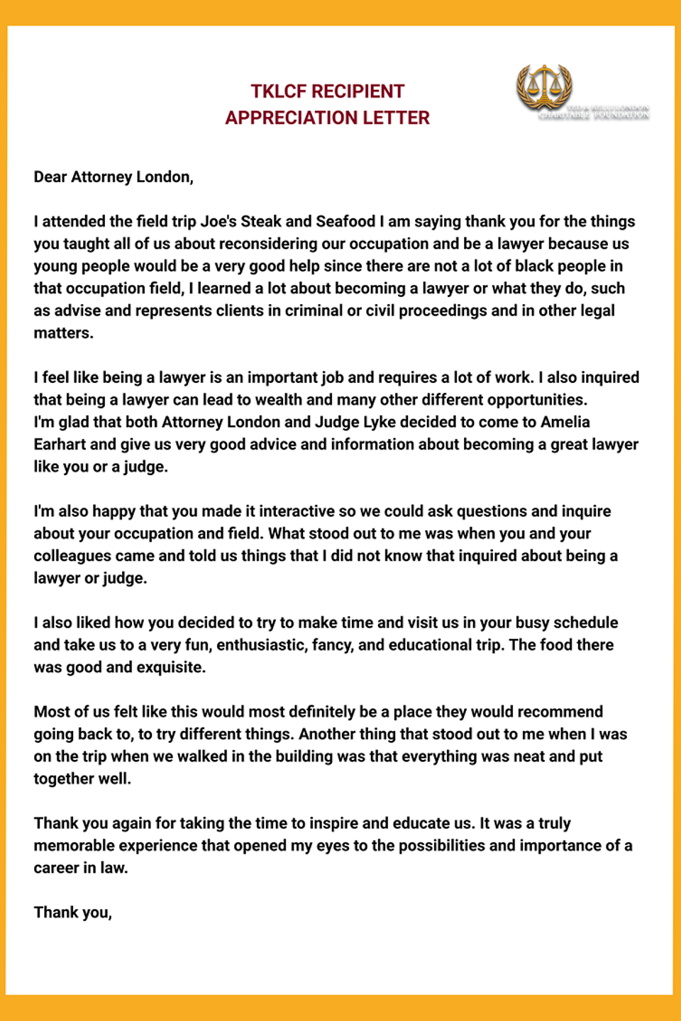 Tklcf appreciation letter 16