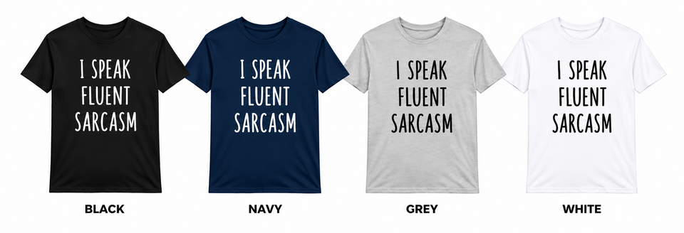 Four color sarcasm t shirt mockup