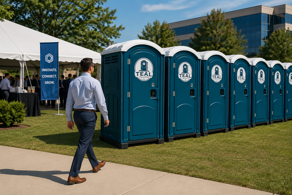 Corporate event with portable toilets