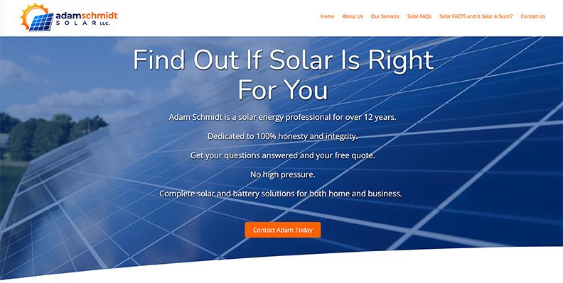 Adam schmidt solar homepage screen capture