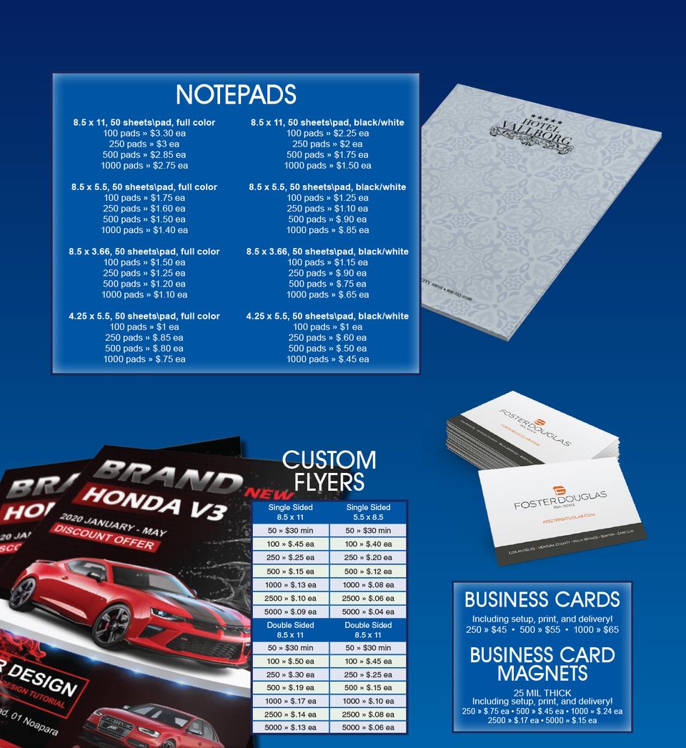 Notepads   flyers   business cards