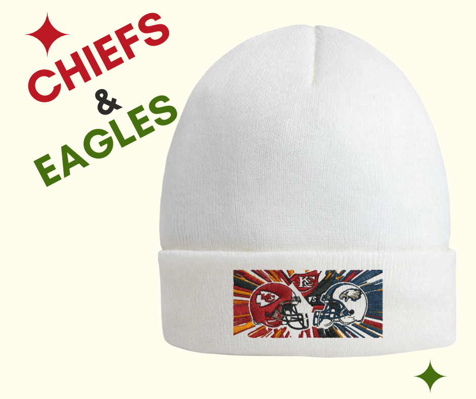 Eagles chiefs pom pom beanies   5