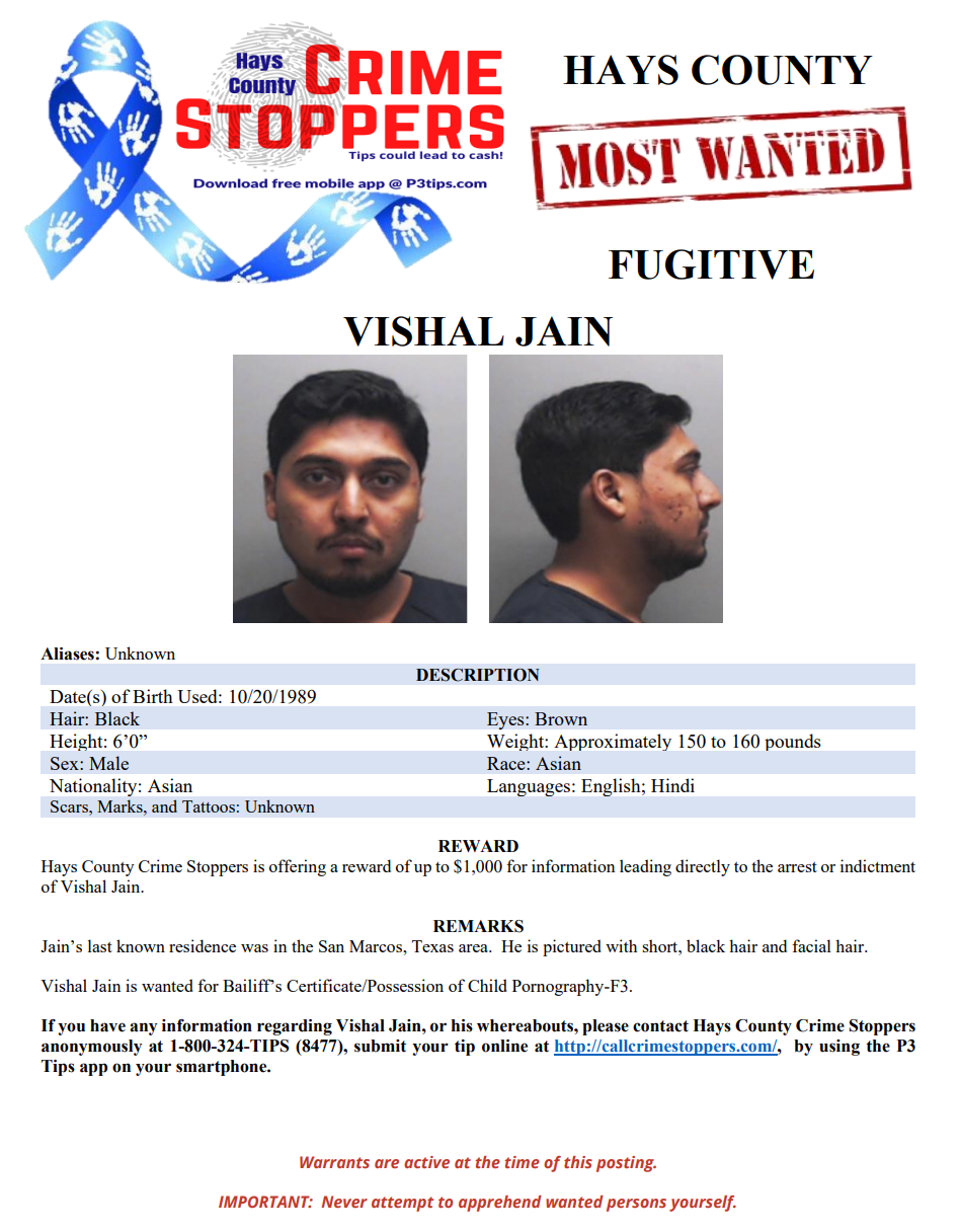 Jain most wanted poster